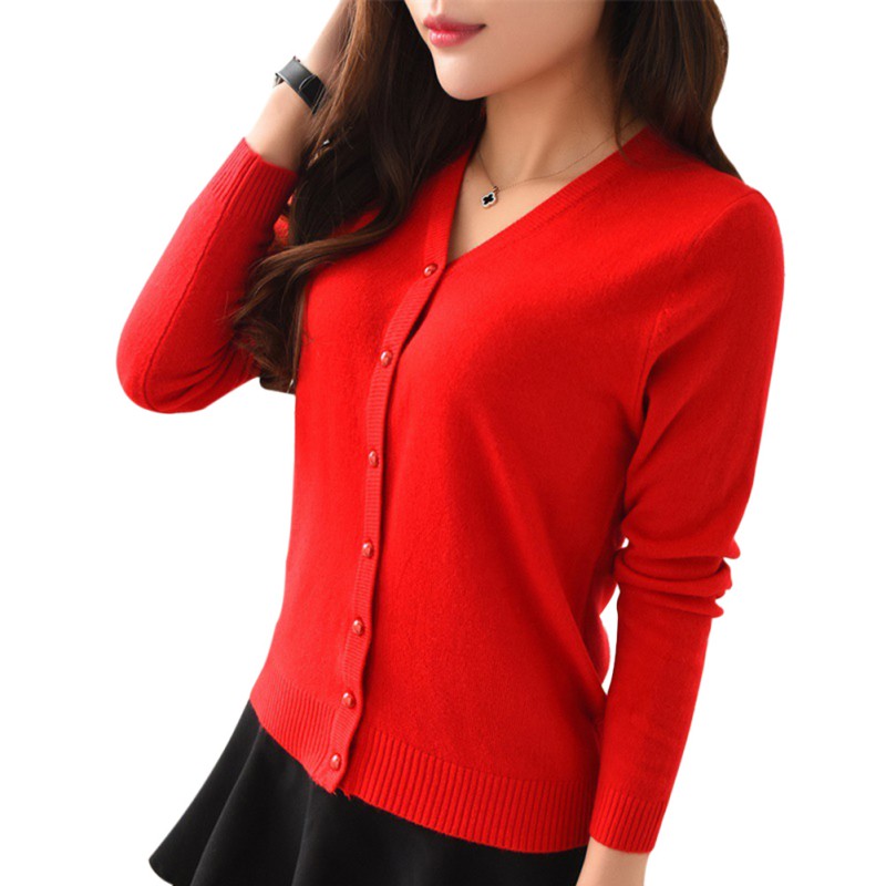 Women Solid Long Sleeve Knit Cardigan Front Button Down Sweater ...